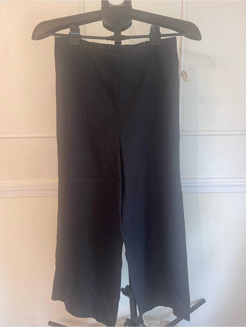Tahari 100% Linen Black Wide-Leg Pull-On Pants